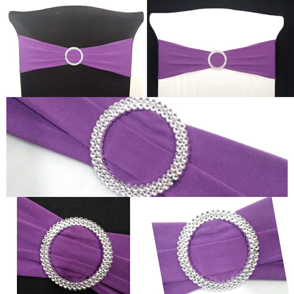 50 Pack Party Purple Spandex Stretch Chair Sashes